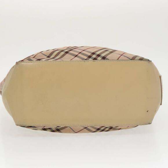 BURBERRY Nova Check Blue Label Tote Bag Nylon Beige Silver Auth 96792 - Picture 5 of 16